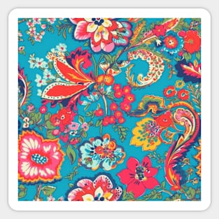 Cheerful Wildflowers, Blue, Teal, Red, Pink Sticker